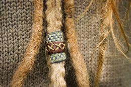 Leren dreadlock kraal met stof » Handgemaakt
