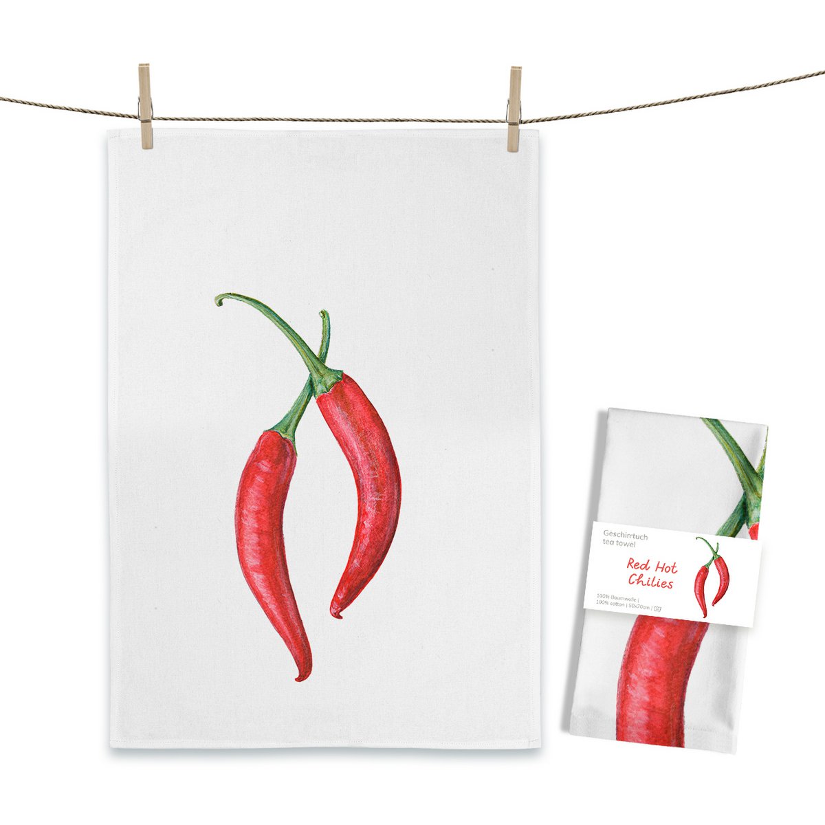 Red Hot Chilies tea towel