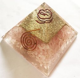 Orgonite Pyramide, Rose Quartz, Reiki Symbol and Spiral