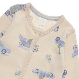 Baby pyjama 1 deel - dinosaurussen met klassieke auto's - beige