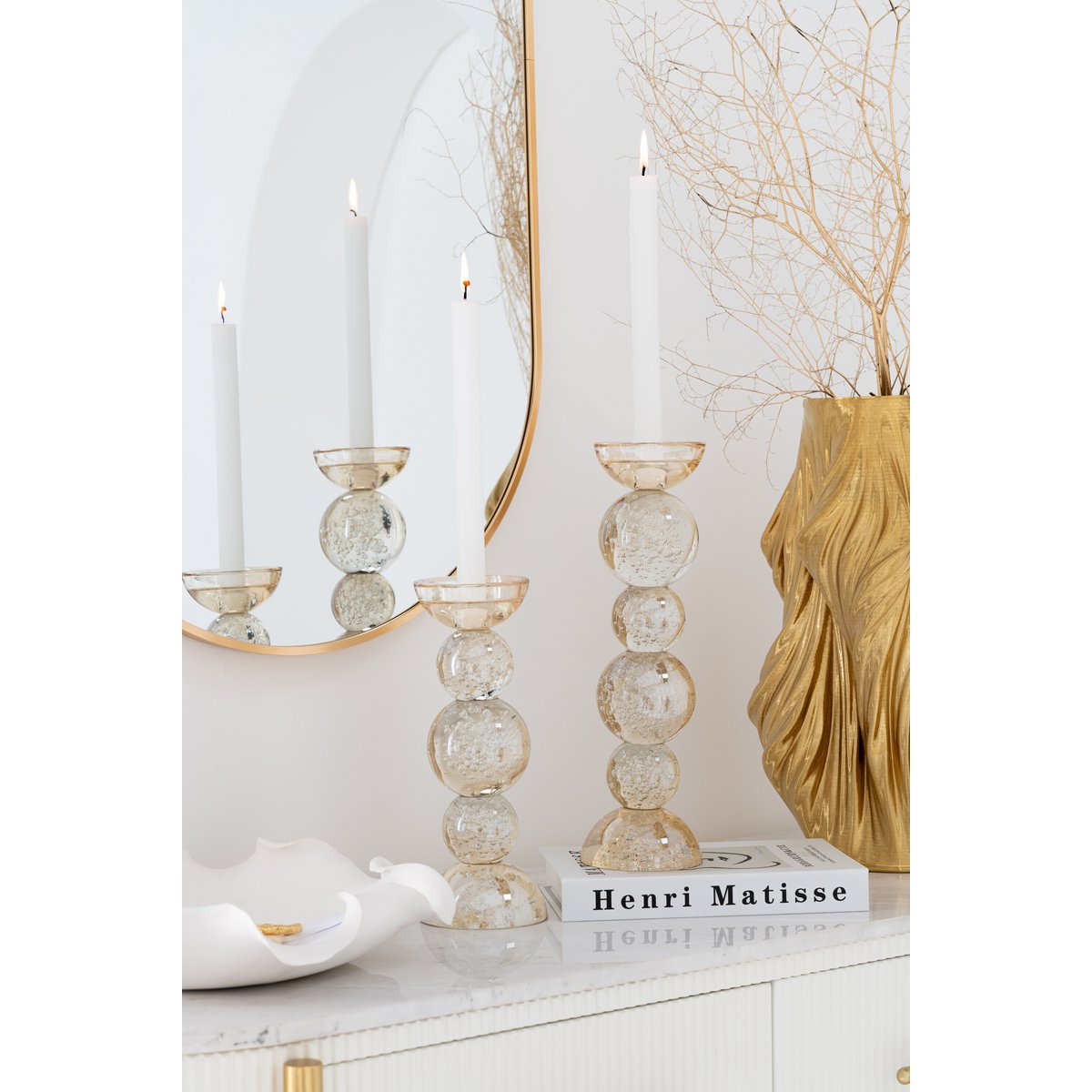 J-Line kaarshouder - glas - champagne - small