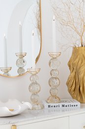 J-Line kaarshouder - glas - champagne - small