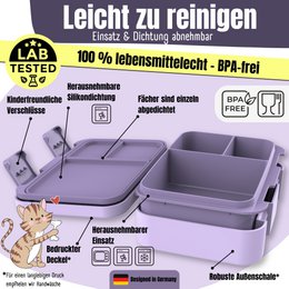 Leaf can with compartments, light & leak -proof - unicorn purple