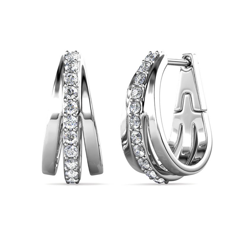 Aurielle Hoop Earrings - Silver and Crystal