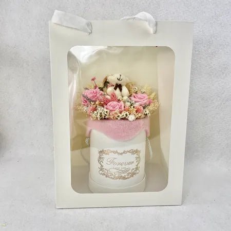 FLOWER BOX, Pink/white dried flowers, Birth Gift, Birthday, Eco-sustainable Gift