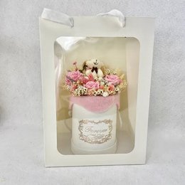 FLOWER BOX, Pink/white dried flowers, Birth Gift, Birthday, Eco-sustainable Gift