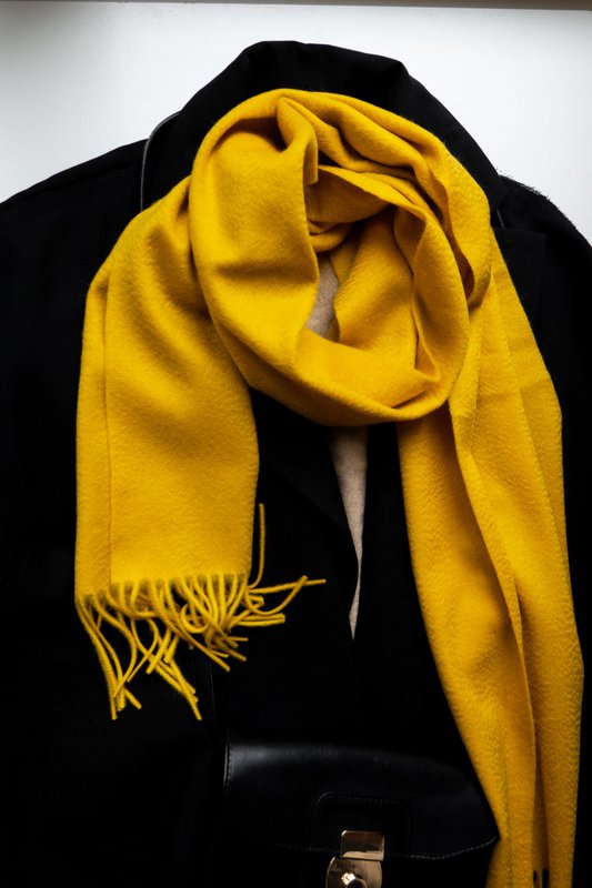 Fin vævet - 100% cashmere vævet tørklæde med frynser