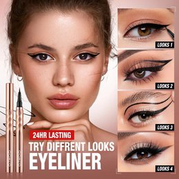 O.TWO.O Eyeliner w kredce Płynny eyeliner Wodoodporny, odporny na rozmazywanie Szybkoschnący 12-godzinny makijaż Ultracienki czarny eyeliner do strzałek
