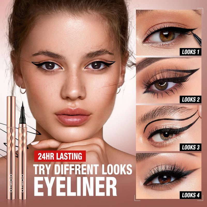 O.TWO.O Eyeliner w kredce Płynny eyeliner Wodoodporny, odporny na rozmazywanie Szybkoschnący 12-godzinny makijaż Ultracienki czarny eyeliner do strzałek