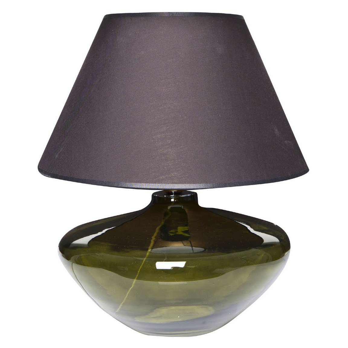 Table lamp glass green bulbous with lampshade glass lamp