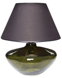 Table lamp glass green bulbous with lampshade glass lamp