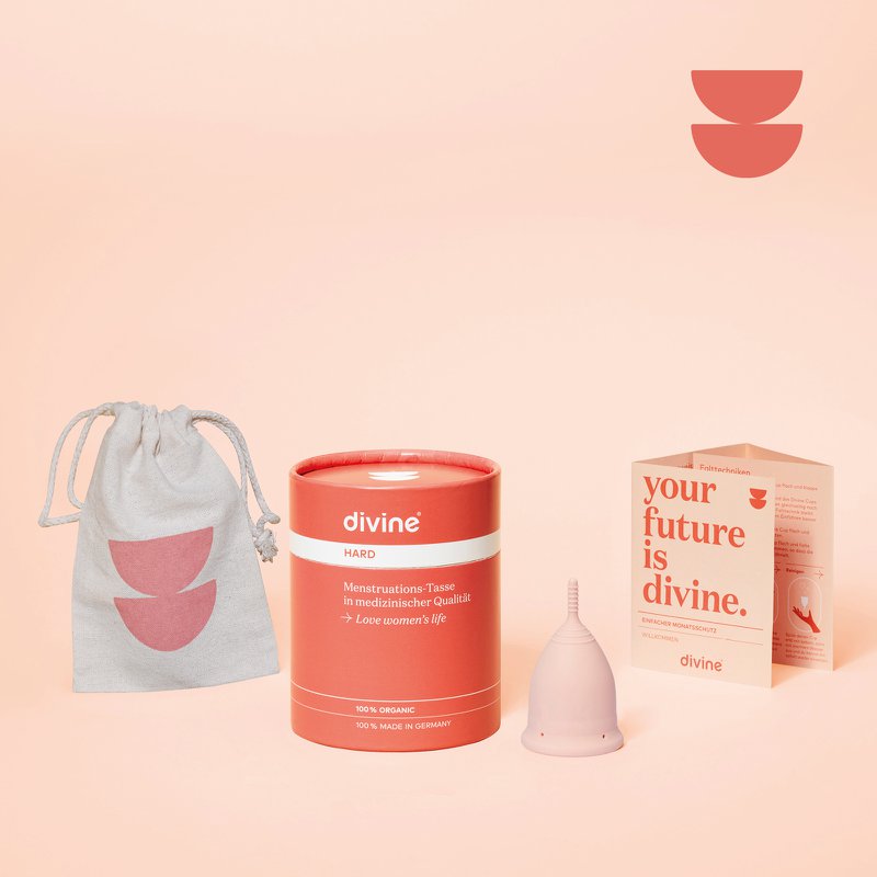guddommelig menstruationskop I Hard l Pretty in Pink l Størrelse L