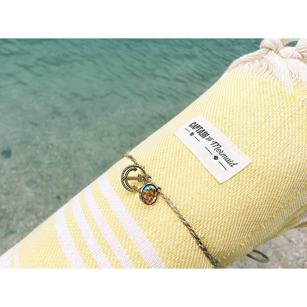 Toalla de playa 100% Algodón Amarillo 170x100