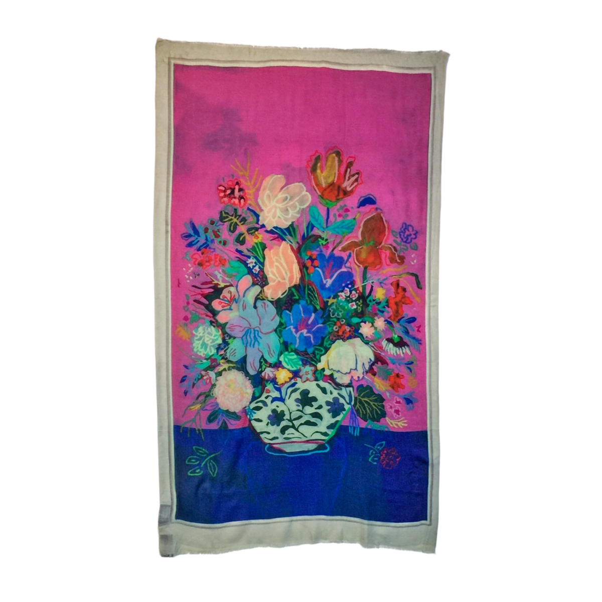 Schal Wolle/Seide – Otra Cosa – Blumen in Vase auf rosa Malerei – 4412