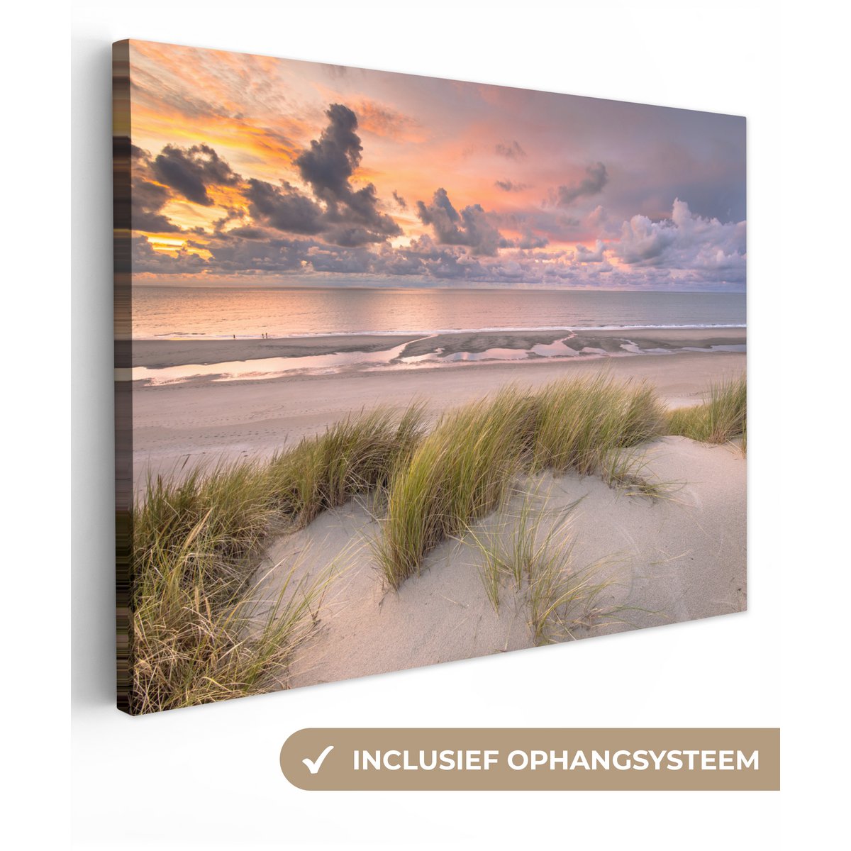 Pintura de lona - Decoración de pared - Sunset - Dune - Playa - Plantas - Mar
