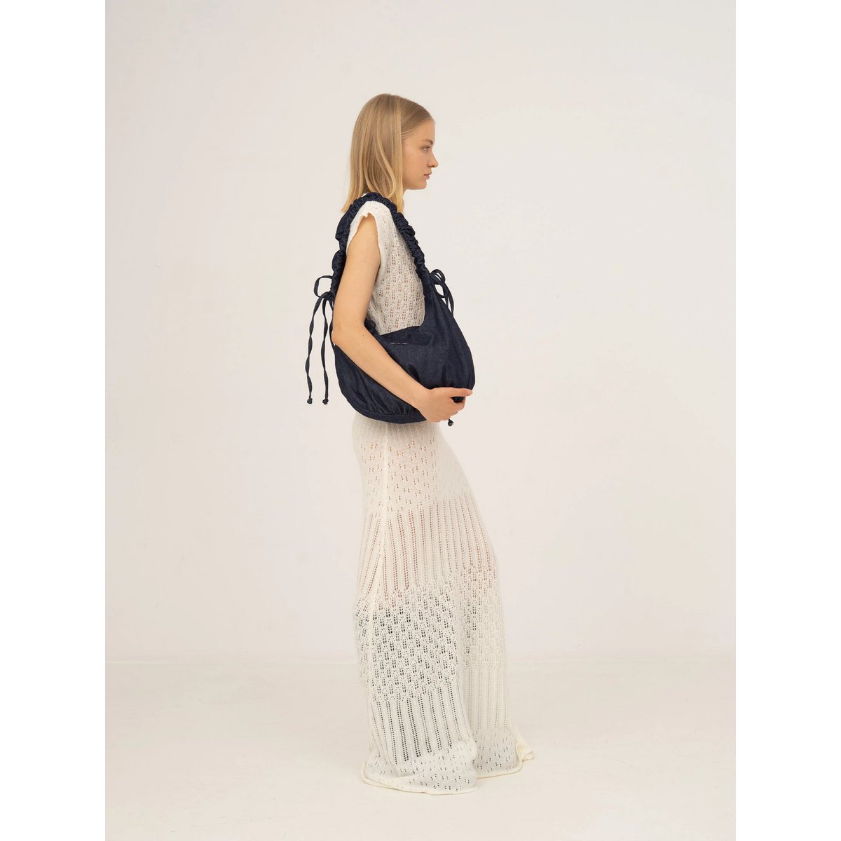 Sappy White Knit Maxi Kjole