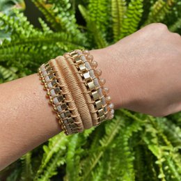 PURACÉ beige en gouden chunky armband