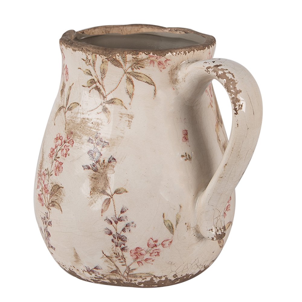 Dekoration kann 17x13x16 cm beige rosa Keramikblüten Geschkan