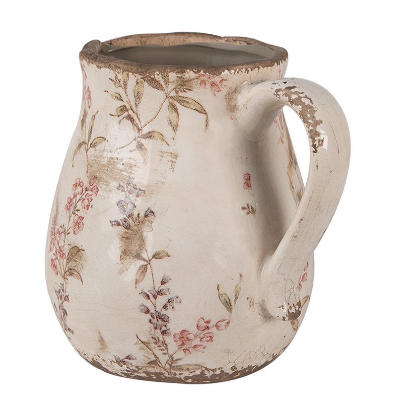 Dekoration kann 17x13x16 cm beige rosa Keramikblüten Geschkan
