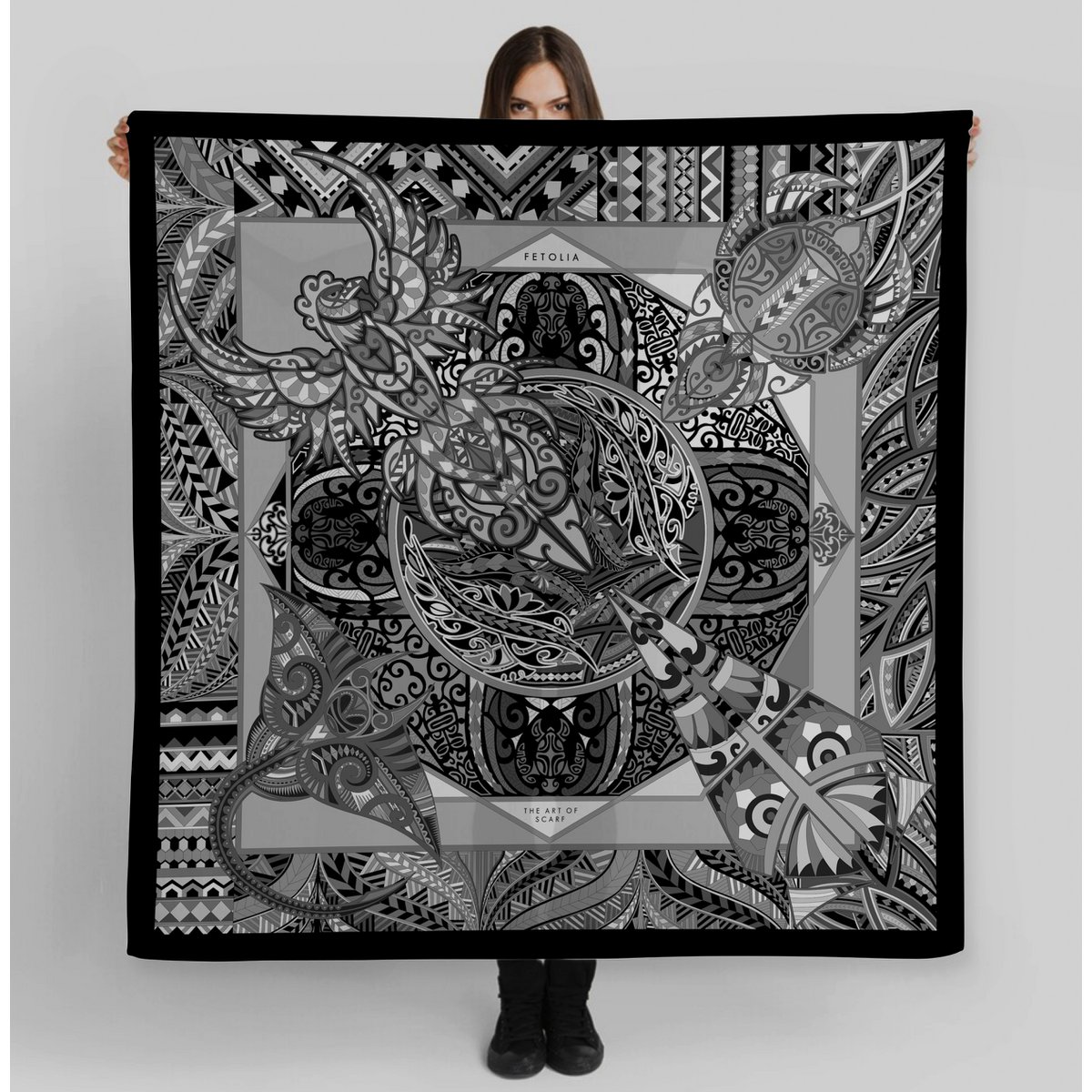 Potere della vita - Nero - 90*90 cm - 100% twill di seta