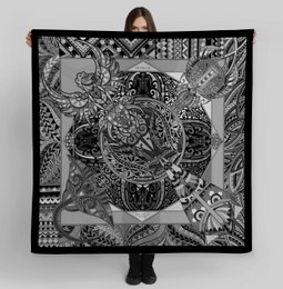 Power of Life - Black - 90*90 cm - 100% Silk Twill