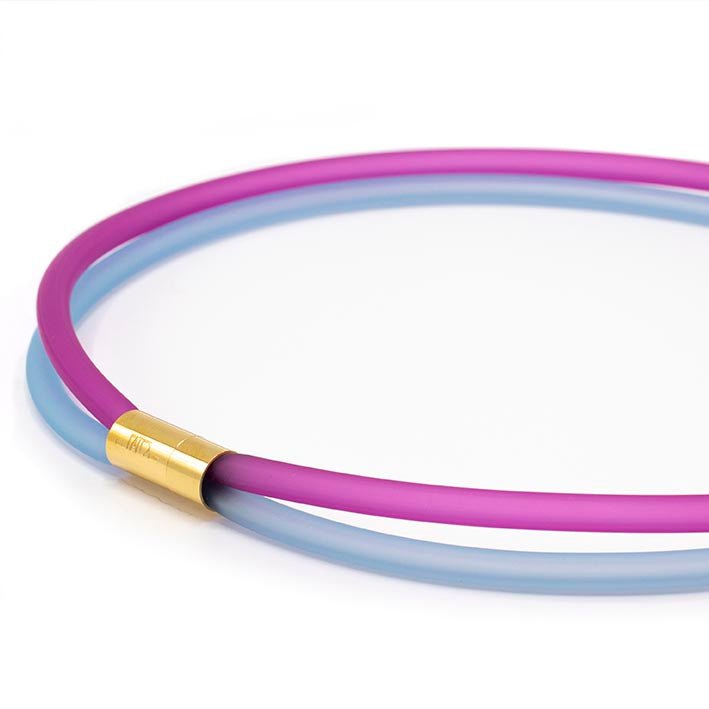 Gummikette, leuchtendes Pink/Aqua, 2-reihig