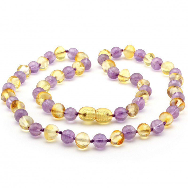 Amber baltica barocco e collana ametista 5