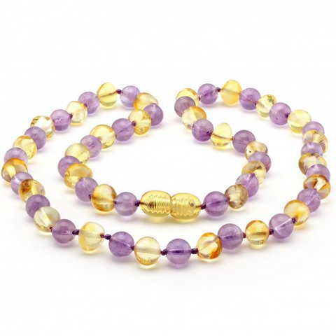 Barokke Baltic Amber & Amethyst ketting 5