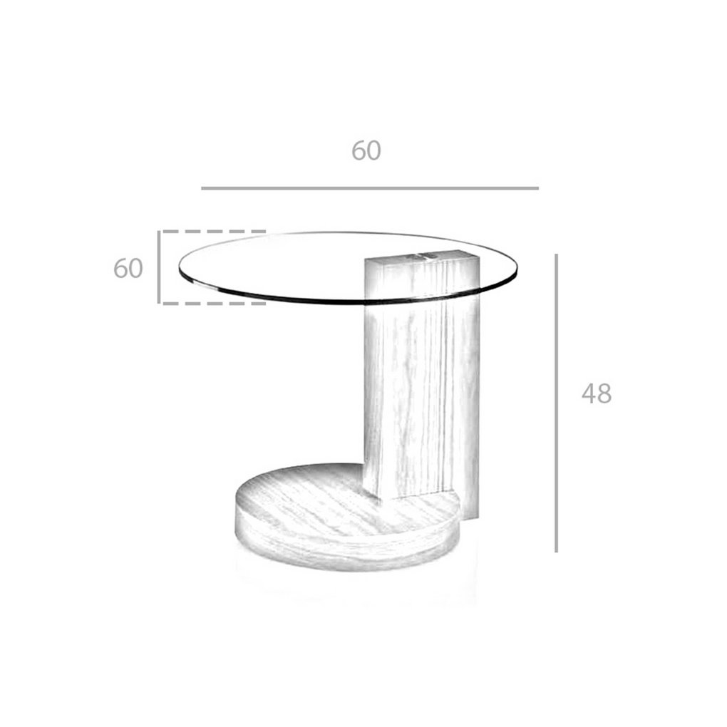 Walnut wood corner table and tempered glass 2036
