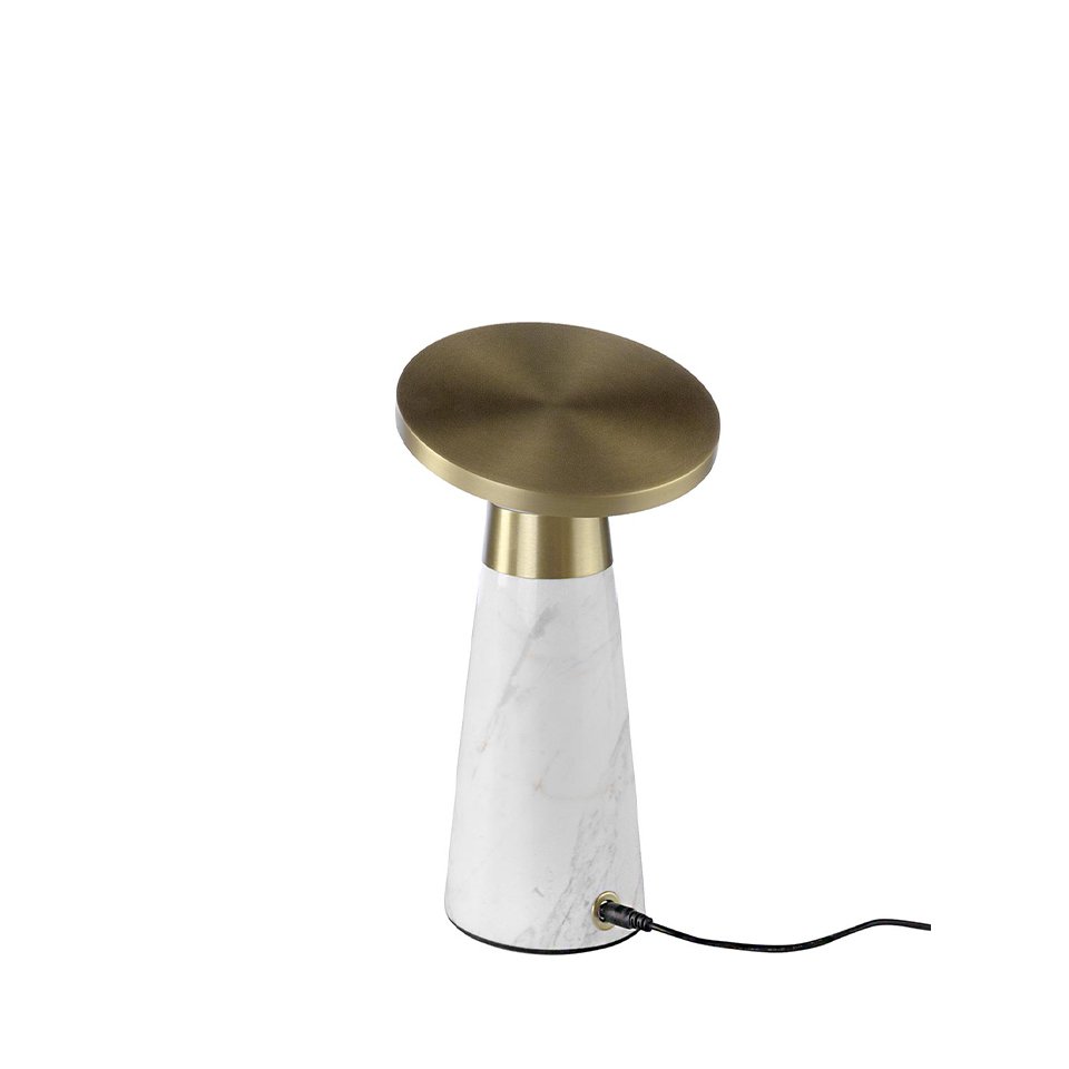 Tischlampe aus Calacatta-Marmor und vergoldetem poliertem Stahl
