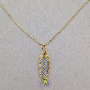 Ketting met Miyuki visje - Groen Lila