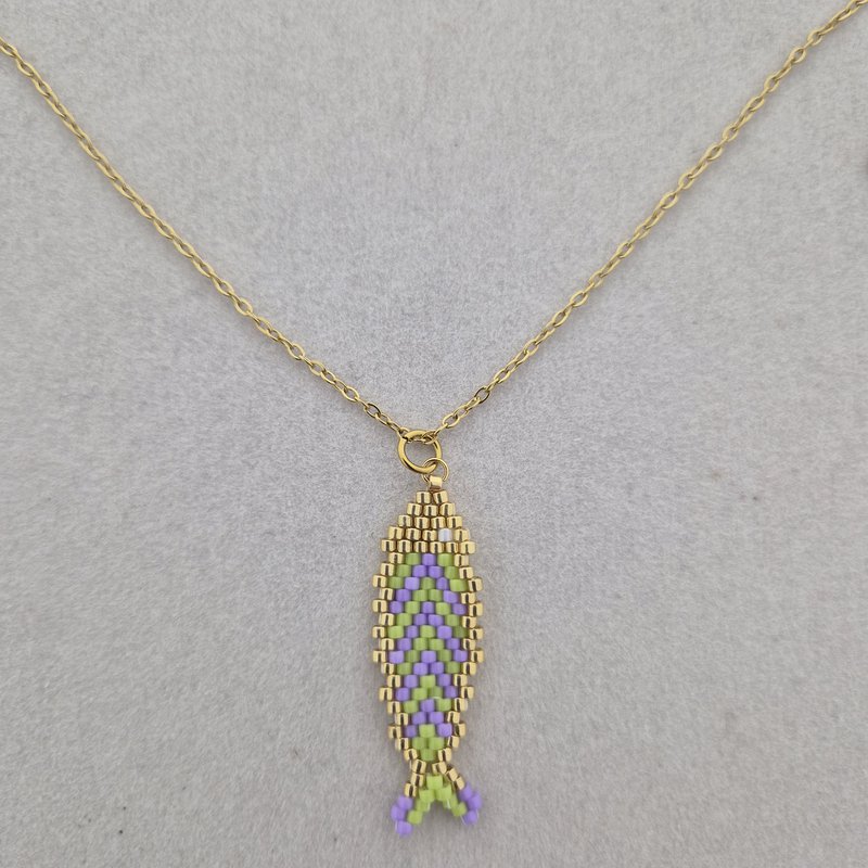 Collana con pesce Miyuki - Verde Lilla