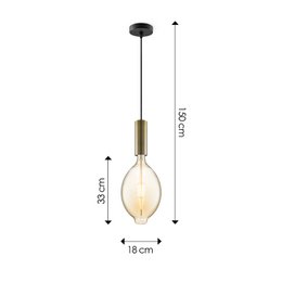 Lampada a sospensione Home Sweet Home bronzo Saga Ovale - G125 - dimmerabile E27 ambra