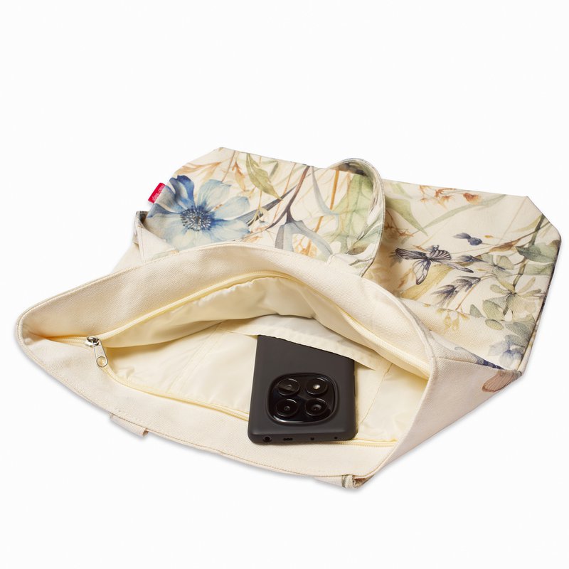 Canvas-Tasche mit Blumenmuster. Größe: 39 x 36 x 8,5