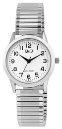 Q&Q women's watch, stainless steel drawstring Ø 30 mm, silver/white