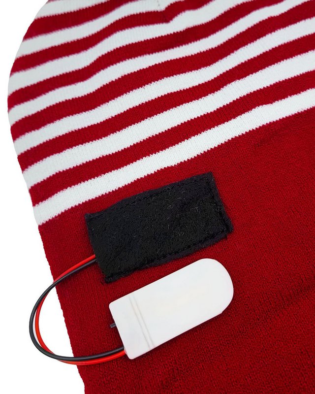 Blinkende Mütze – grün/roter Elfen-Stil