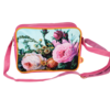 Umhängetasche mittel Retro Blumen Magenta