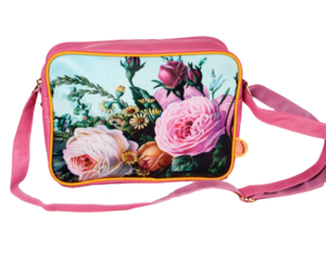 Shoulder bag medium Retro flowers magenta