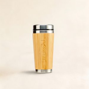 Roestvrijstalen Koffiemok met Bamboe Afwerking – 490 ml