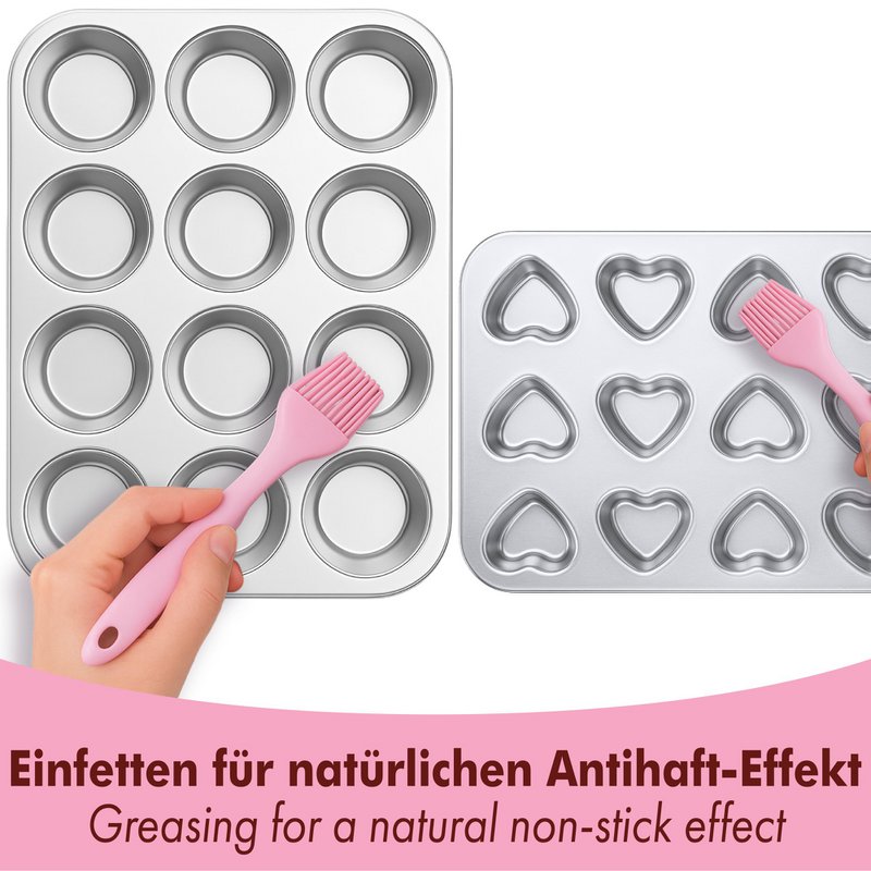 Stainless steel muffin tin set of 2 classic and hearts