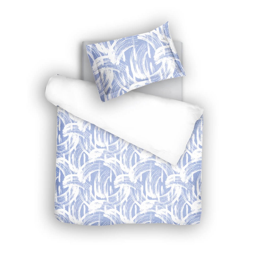 Parure de lit en satin DF Jazz Bleu Clair/Blanc Optique
