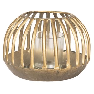Light light Ø 15x10 cm Gold -colored metal candle holder