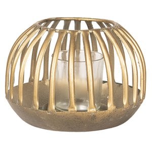 Light light Ø 15x10 cm Gold -colored metal candle holder