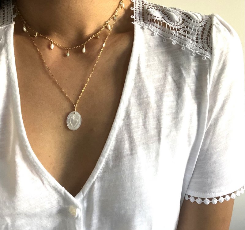 Halskæde Serena Amazonite Mother of Pearl