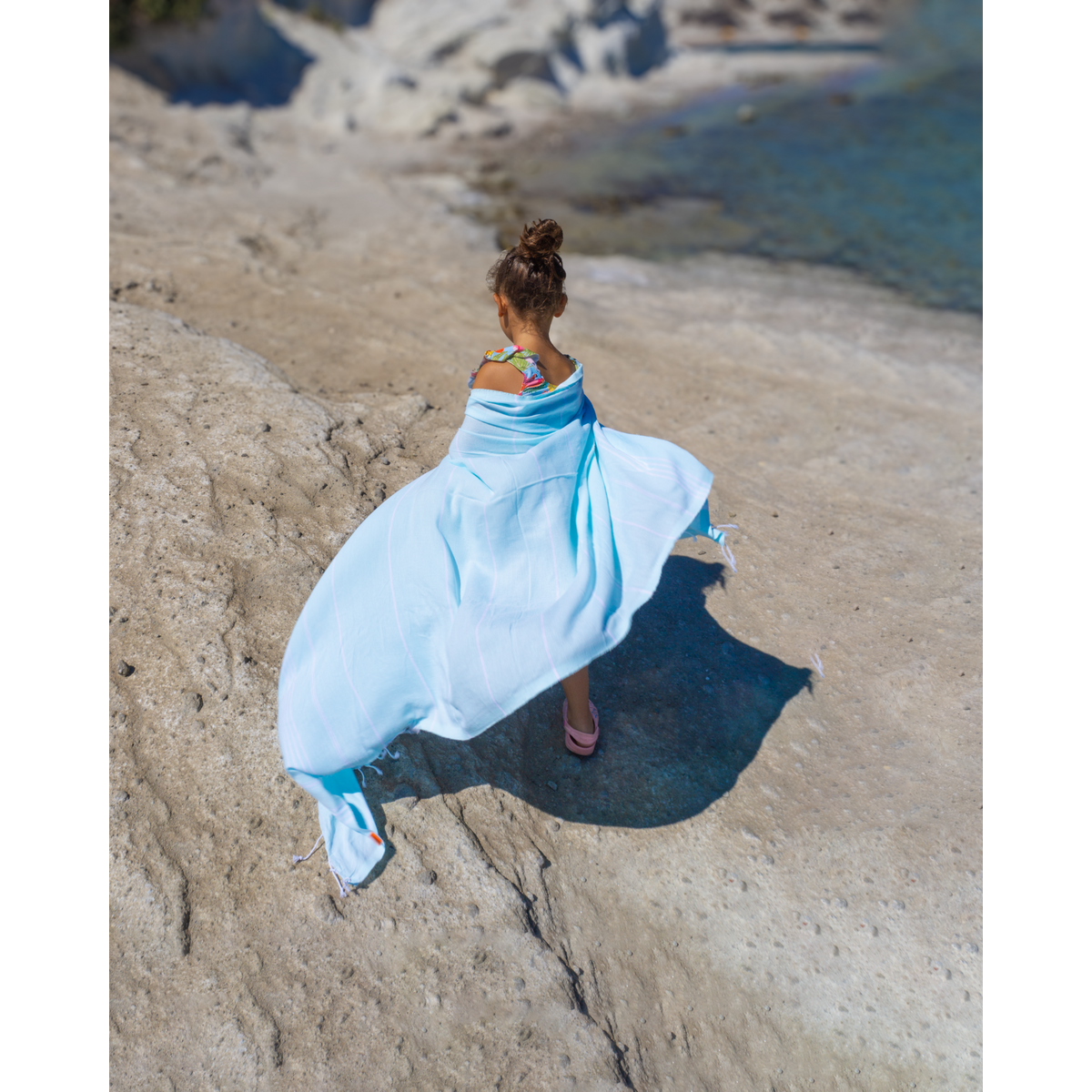 TOWEL TO GO IPANEMA KIDS Cotton Beach Towel 180x100 cm | Lightweight Quick Dry | Mint | with Gift Box