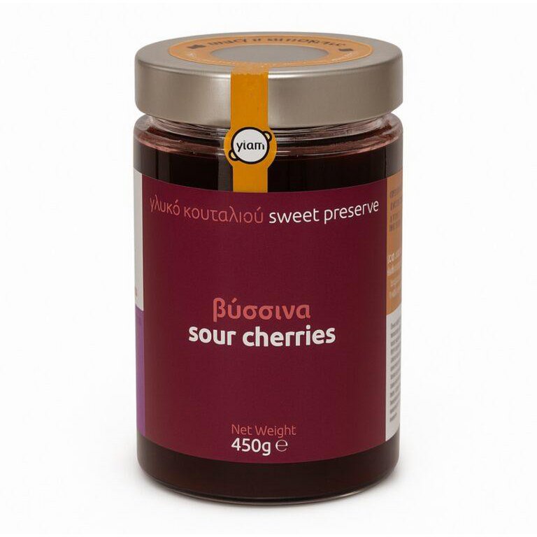 YIAM Greek Traditional Handmade Spoon Dessert Sour Cherry, 450g