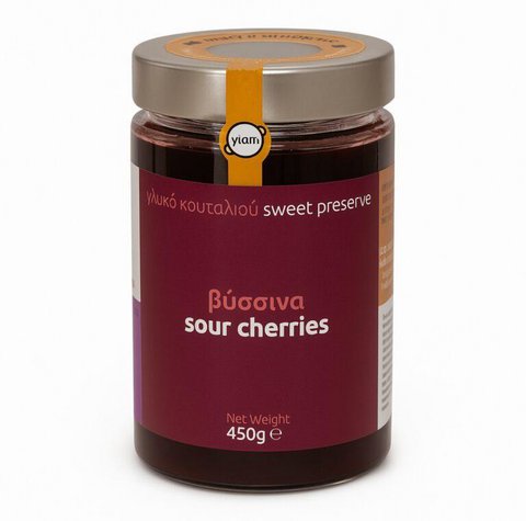 YIAM Griechisches traditionelles handgemachtes Löffeldessert Sauerkirsche, 450g