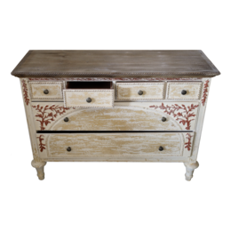 Mueble 6 cajones con friso rojo 108 x 38 x 79 h cm