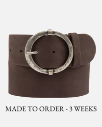 OP BESTELLING GEMAAKT Lean | Luxe leren riem met ronde vintage gesp