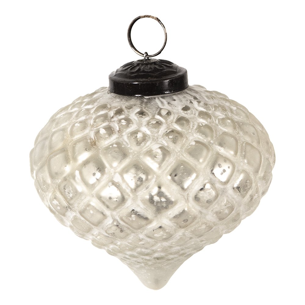 Kerstbal Ø 10 cm Zilverkleurig mit Glas Kerstdecoratie